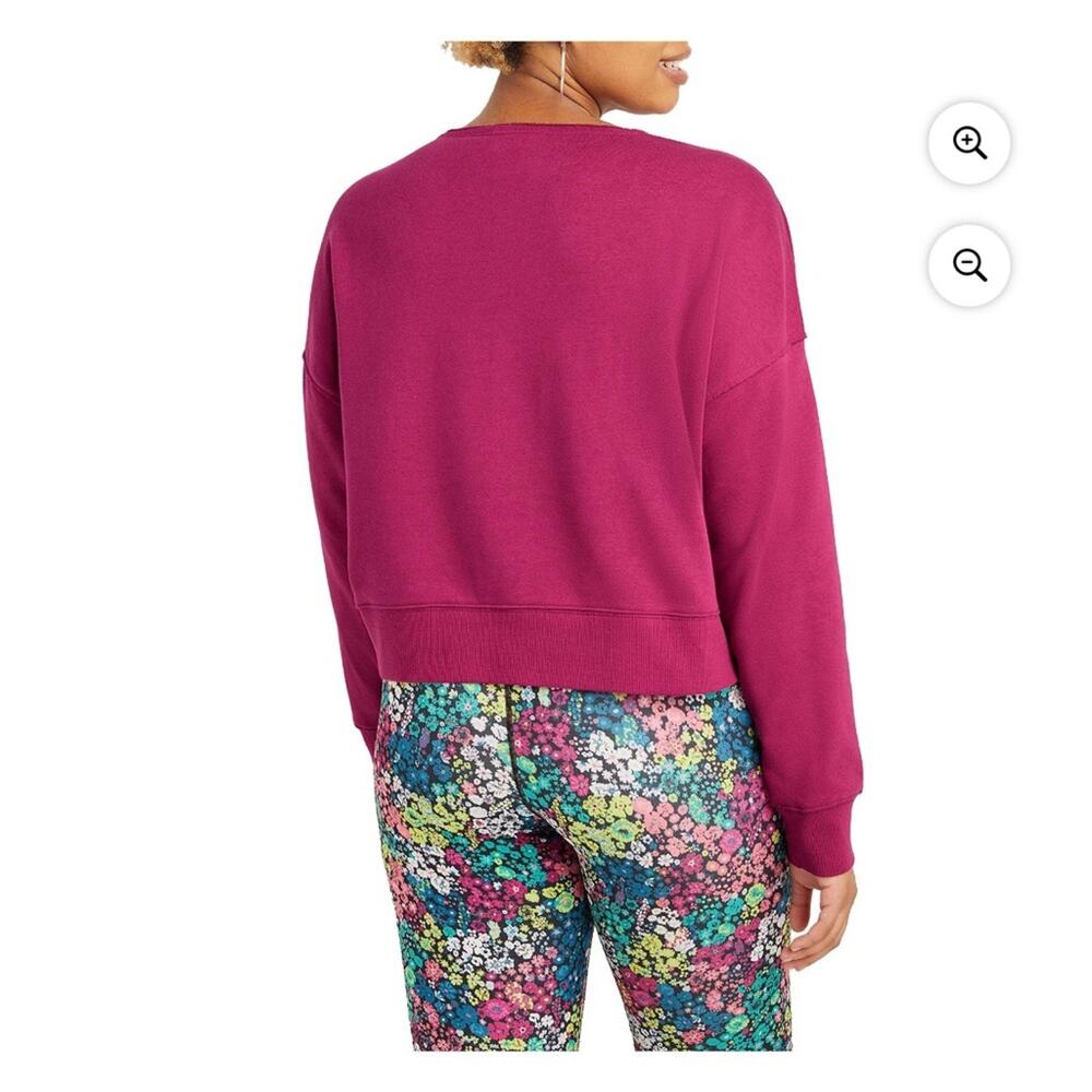 Champion Sweatshirt NWT French Terry Floral Logo Raw Neckline Pink Women’s L - Picture 3 of 6
